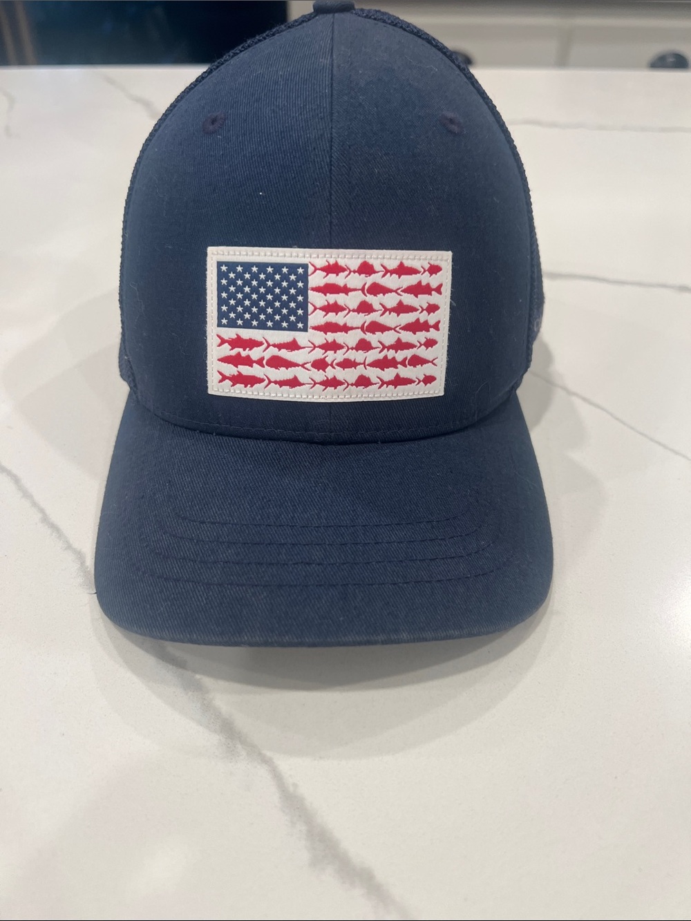 Youth Columbia Navy Hat with Branded Inner Tag